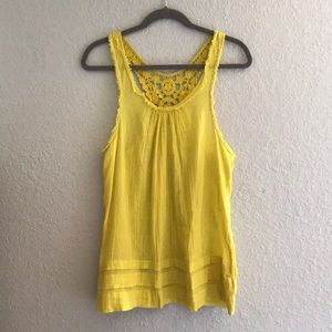 Anthropologie Yellow Shirt with Crochet Detail